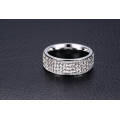 New Stainless Steel White Crystal Zircon Paved Rings